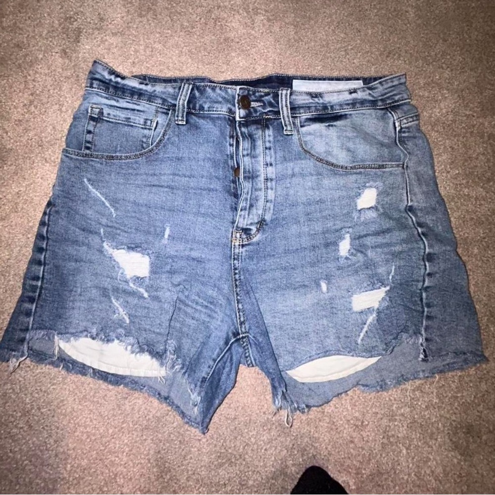 Distressed Blue Denim Shorts